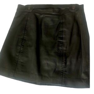 🌞 IOU Vintage 80s Genuine Black Leather Mini Moto Skirt Size 3